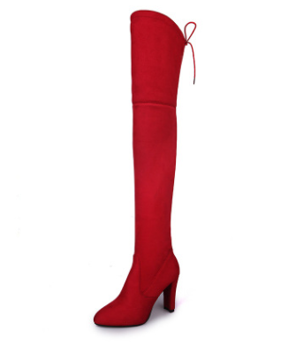 Rosie Barclay | Red Suede Over-the-Knee Heeled Boots