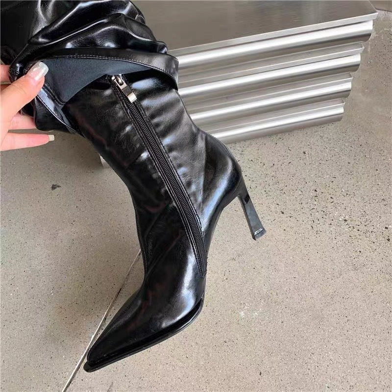 Phoebe Ainsley | Patent Leather Knee-High Stiletto Boots