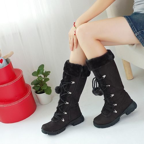 Fiona Pearce | Fur-Trim Mid-Calf Lace-Up Boots