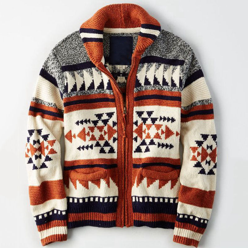 Oliver Fenwick | Aztec-Print Zip-Up Cardigan