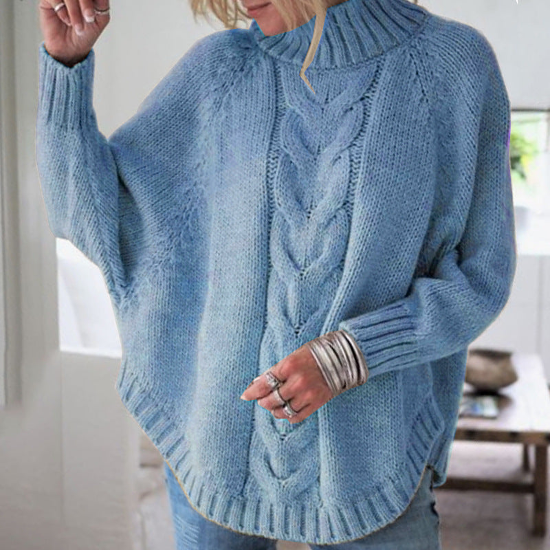 Philippa Kendrick | Cable Knit Batwing Sleeve Turtleneck Jumper