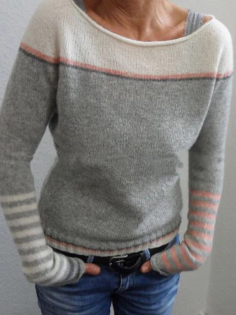 Rowena Pickford | Colour Block Striped Knit Sweater For Women