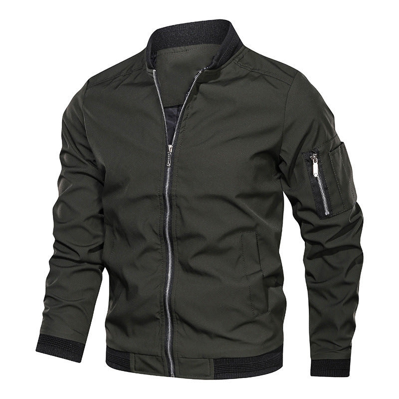 Gareth Blackwood | Olive Bomber Mens Jacket with Ribbed Detailing