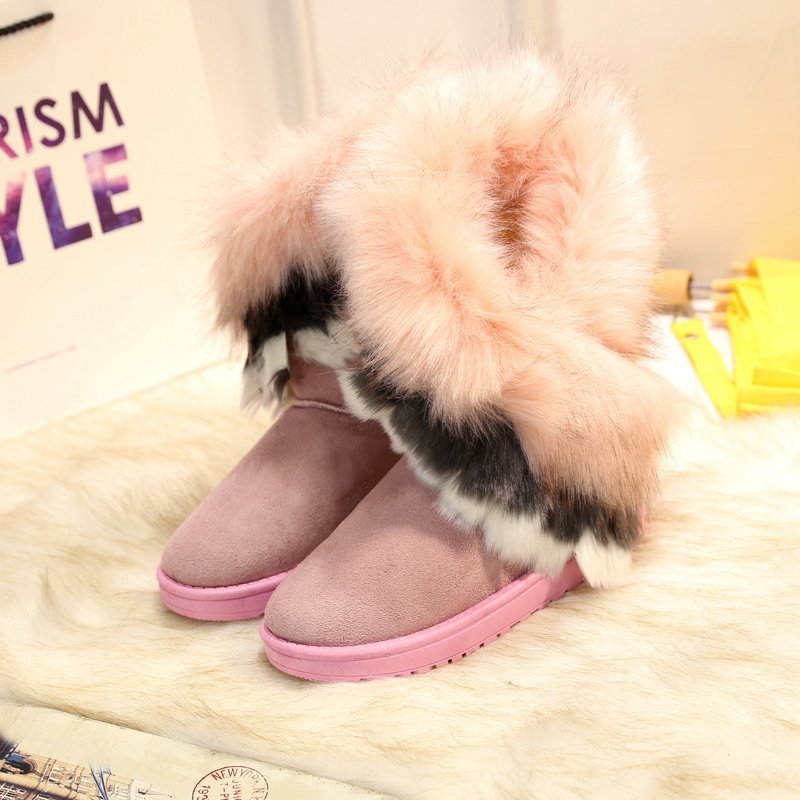 Millie Fairfax | Pink Faux Fur Trim Snow Boots