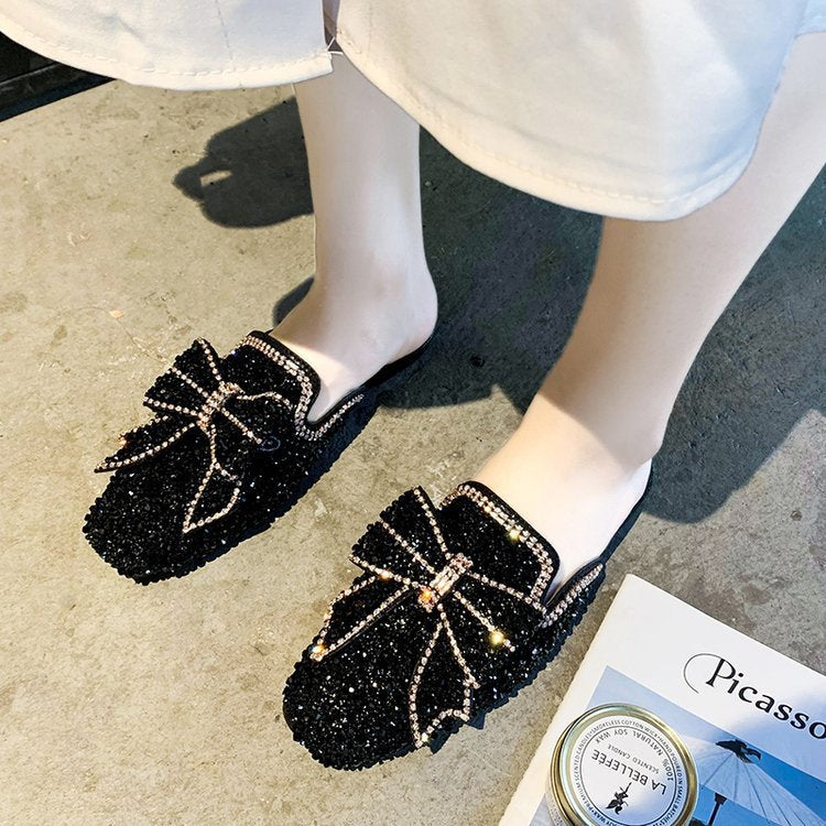 Daphne Sinclair | Sparkling Rhinestone Bow Slippers