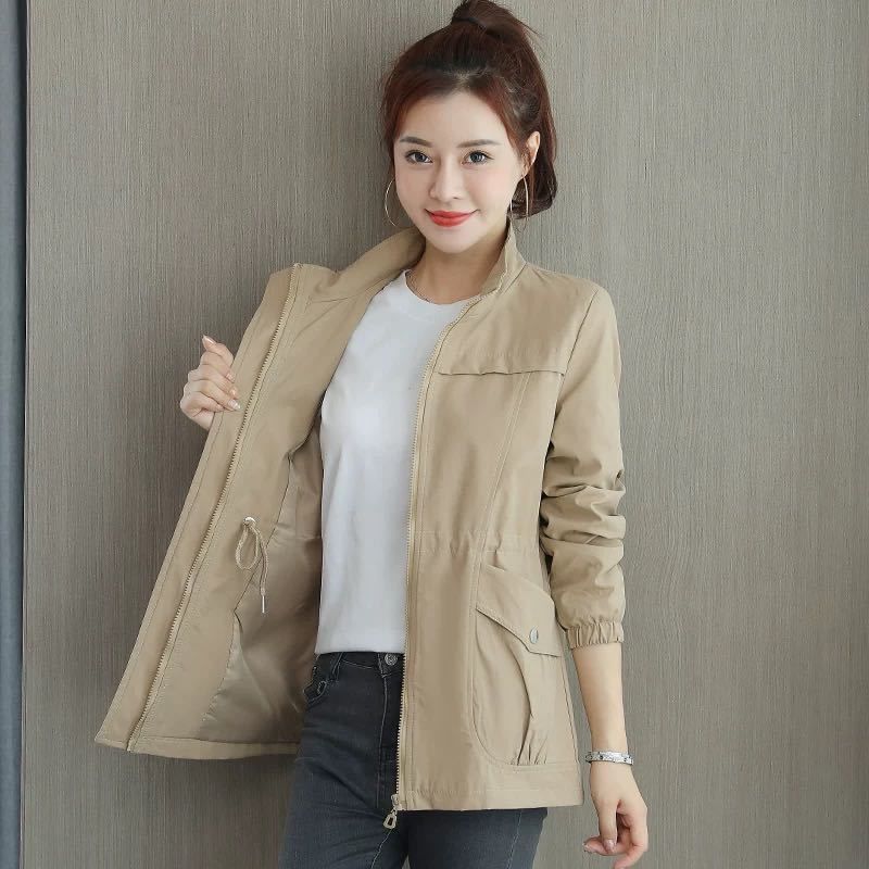 Katherine Ellingham | Khaki Drawstring Waist Windbreaker Jacket