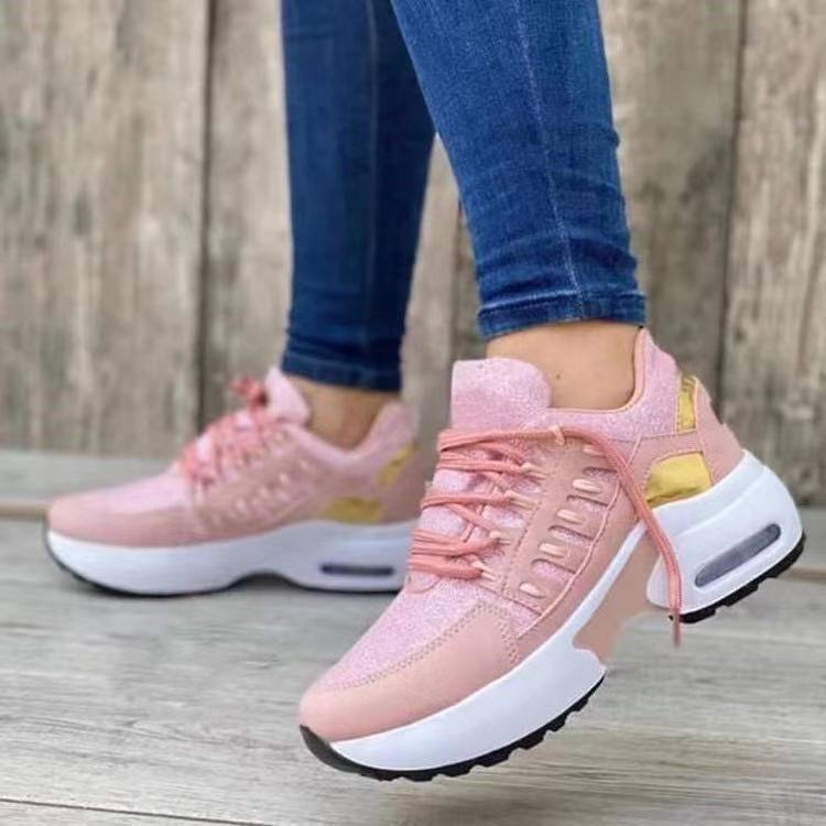 Georgina Pratt | Grey Mesh Lace-Up Wedge Sneakers