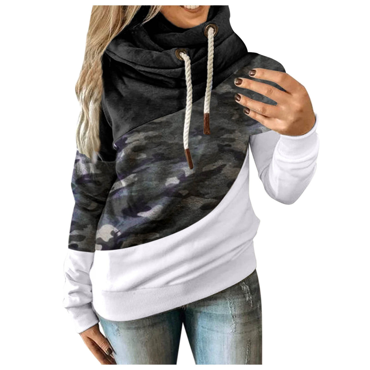 Georgina Merrick | Cowl Neck Camouflage Hoodie