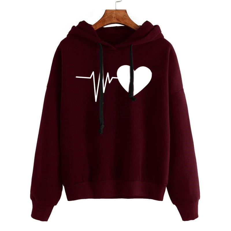 Daisy Prescott | Heart Print Burgundy Hoodie