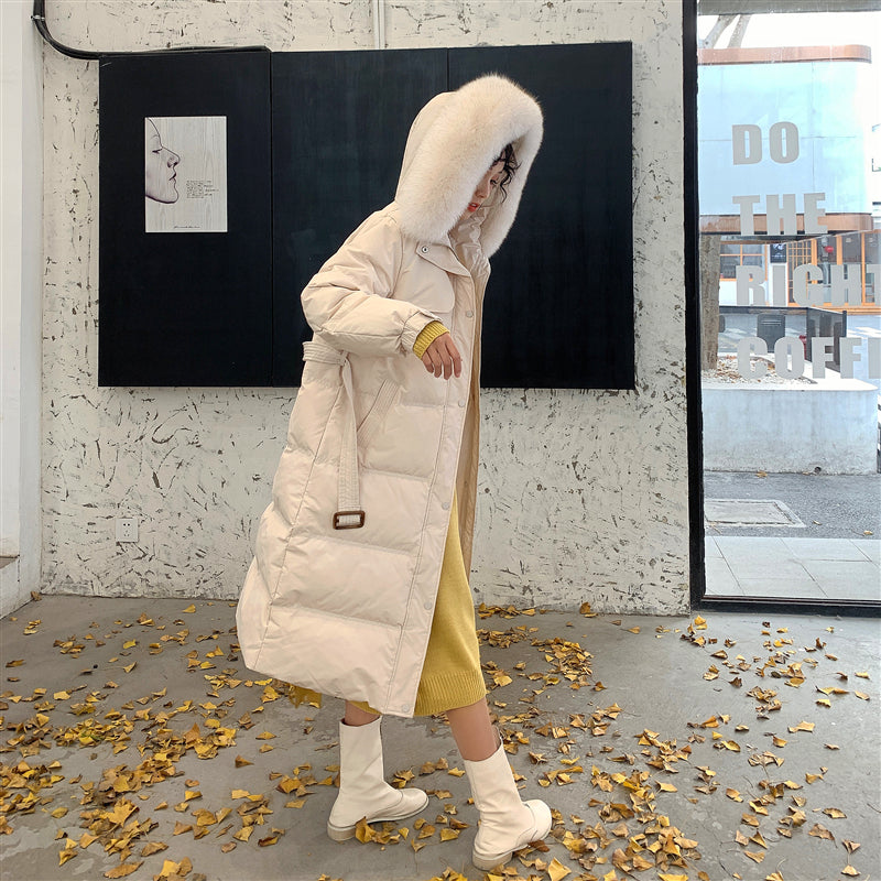 Marina Fletchley | Long Fur-Trim Hooded Puffer Jacket