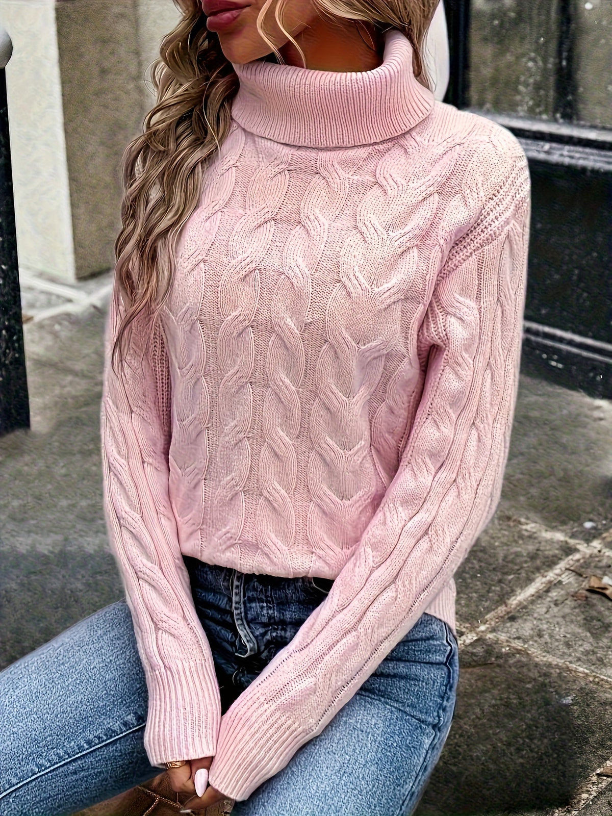 Kirsty Whitmore | Cozy Cable-Knit Turtleneck Sweater