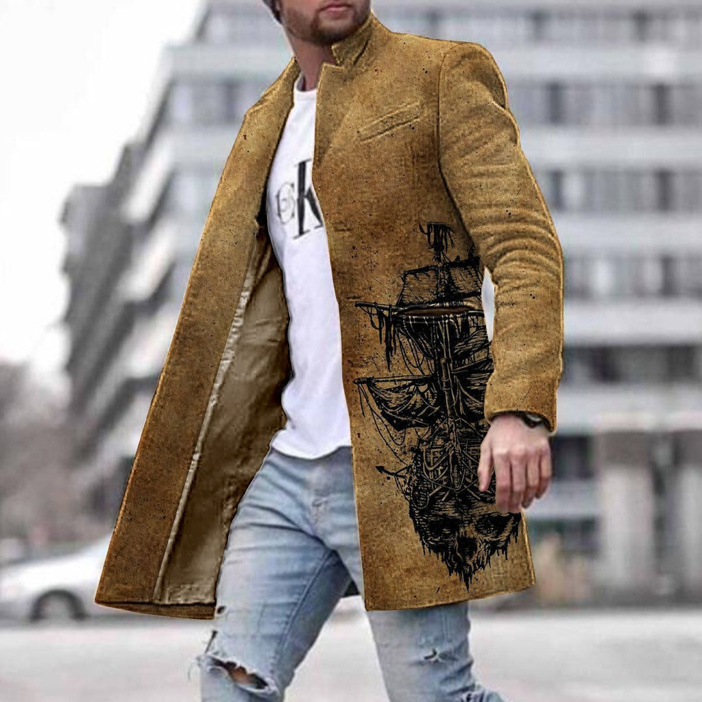 Callum Sinclair | Colour-Block Mens Coat With Printed Panel