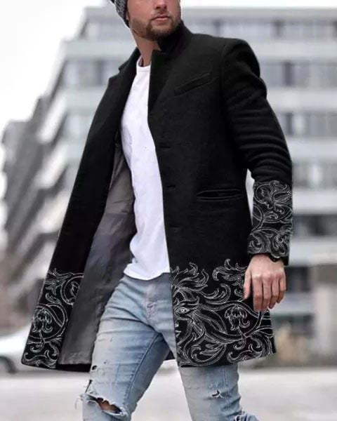 Callum Sinclair | Colour-Block Mens Coat With Printed Panel