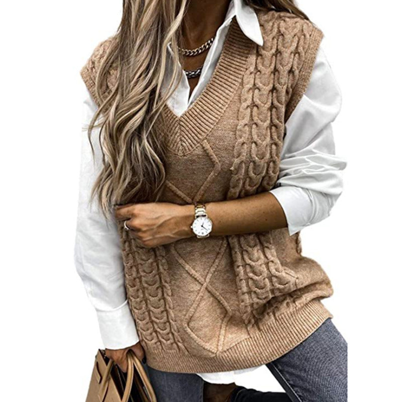 Harriet Baker | Cable Knit V-Neck Sweater Vest