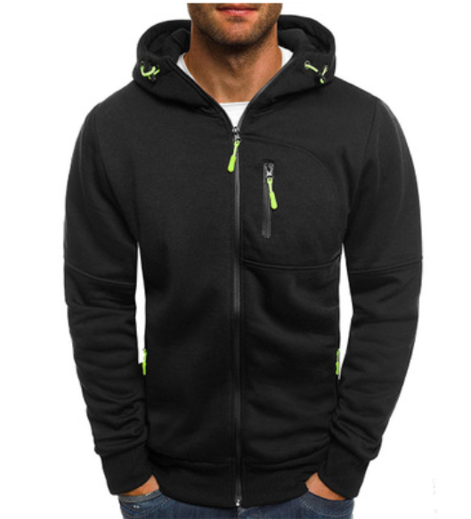 Ellis Marchmont | Black Zip-Up Hoodie with Neon Zip Details