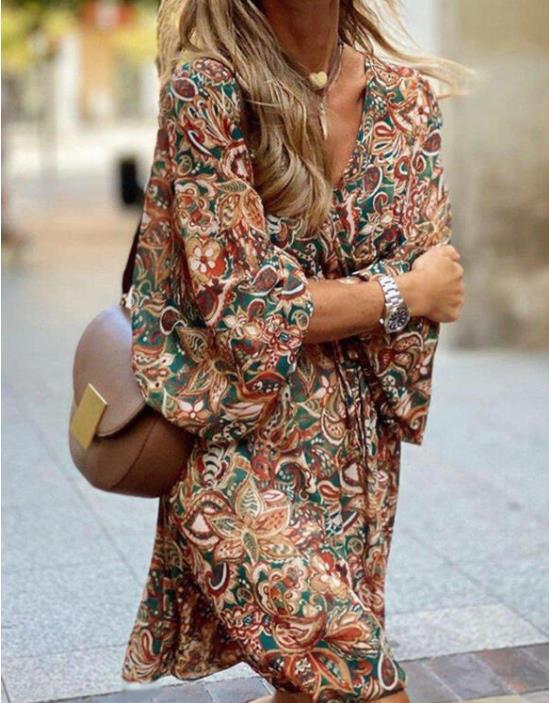 Rowena Colebrook | Paisley Print Bell Sleeve Wrap Dress