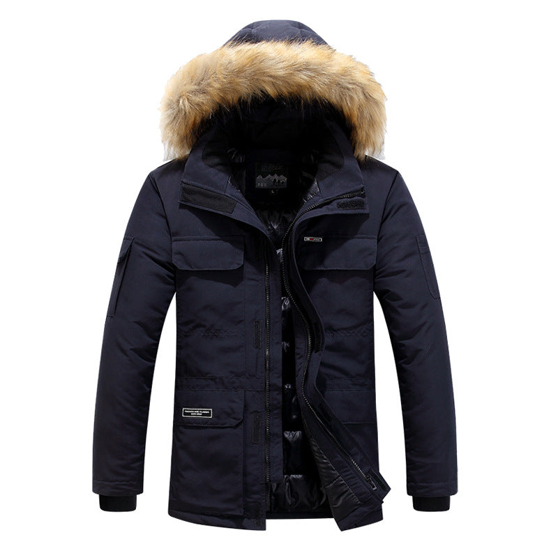 Miles Cavendish | Mustard Padded Mens Jacket With Fur-Trim Hood