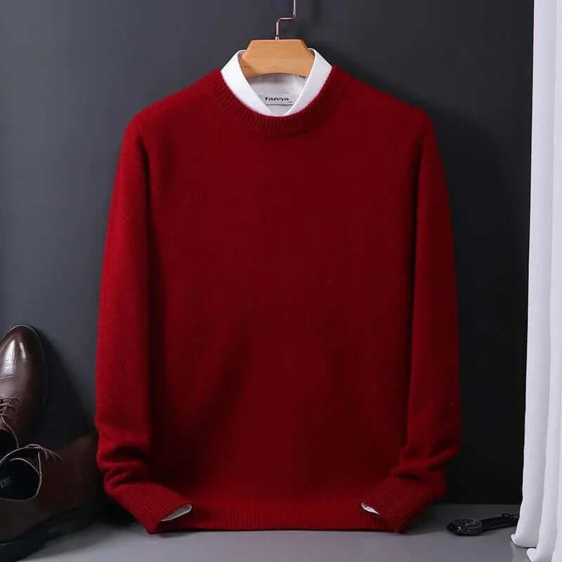 Theodore Evans | Cream Ribbed Knit Sweater for Men