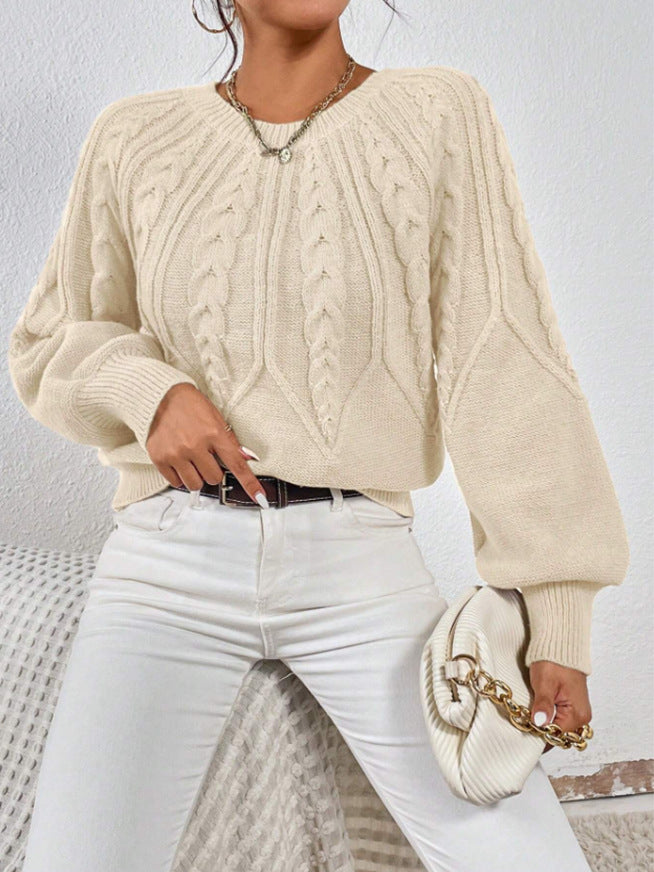 Lydia Cooper | Round Neck Cable Knit Sweater
