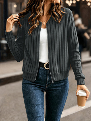 Georgina Blythe | Ribbed Zip-Up Cardigan