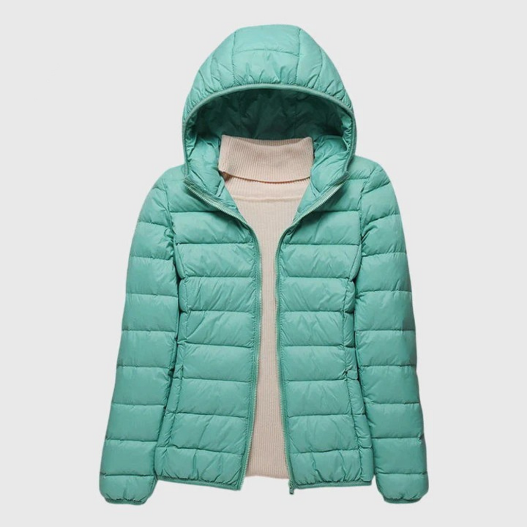 Lightweight Hooded Quilted Puffer Jacket with Front Zip
