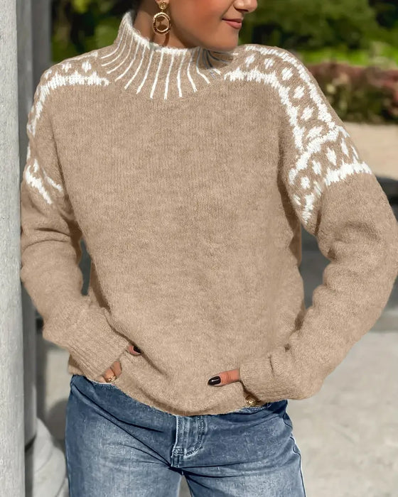 Poppy Ashcroft | Cozy Patterned Turtleneck Sweater