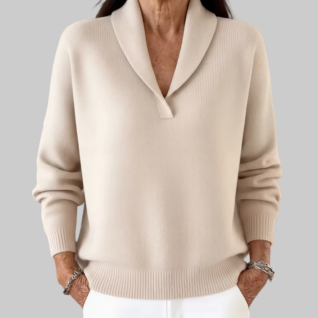 Relaxed Fit Shawl Collar Knit Jumper