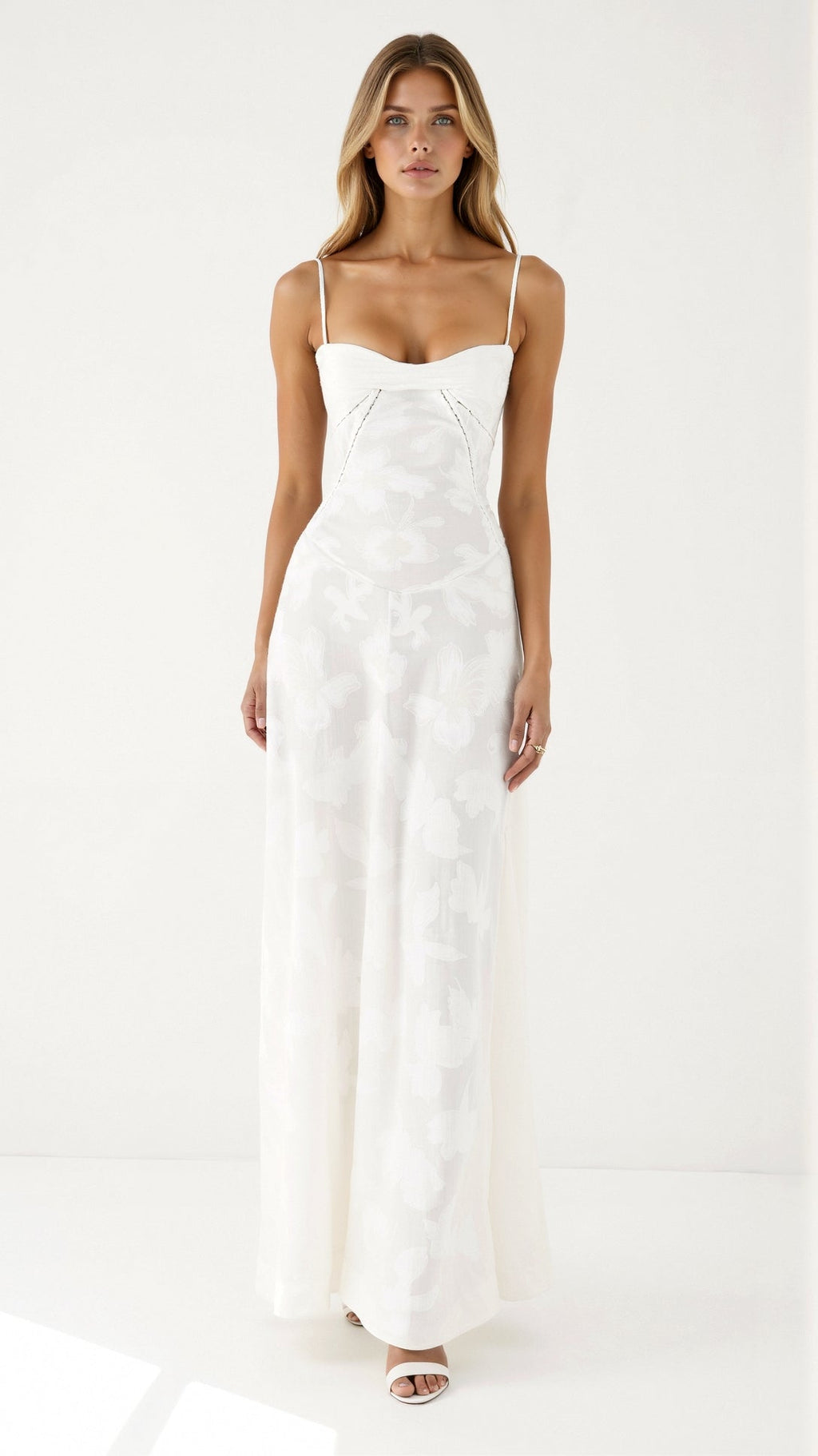 Daphne Kingsley | White Floral Jacquard Maxi Dress