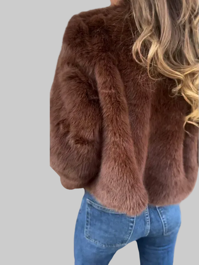 Cropped Plush Zip-Up Jacket