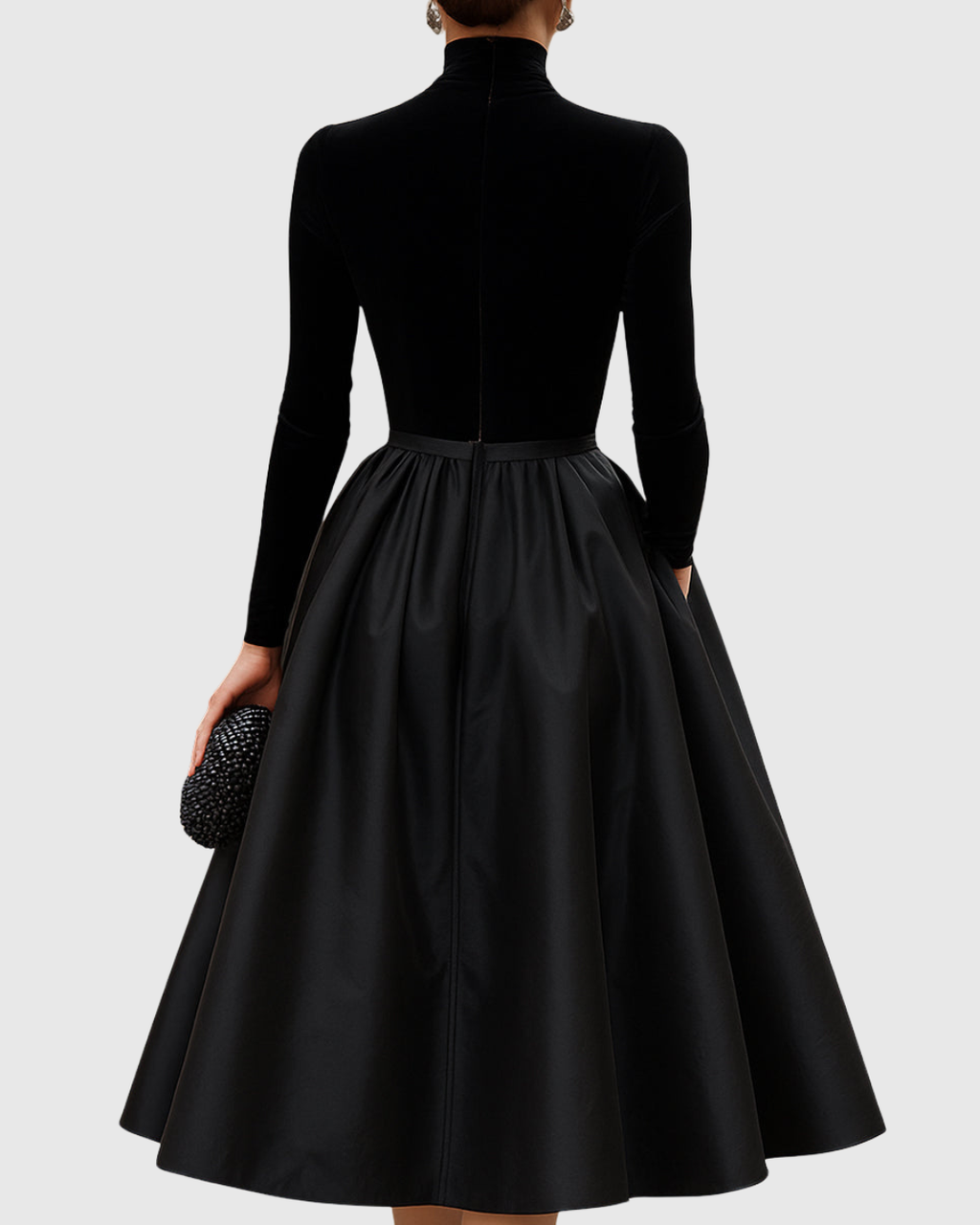 Felicity Hawthorne | Black Velvet Formal Dress With Satin Skirt