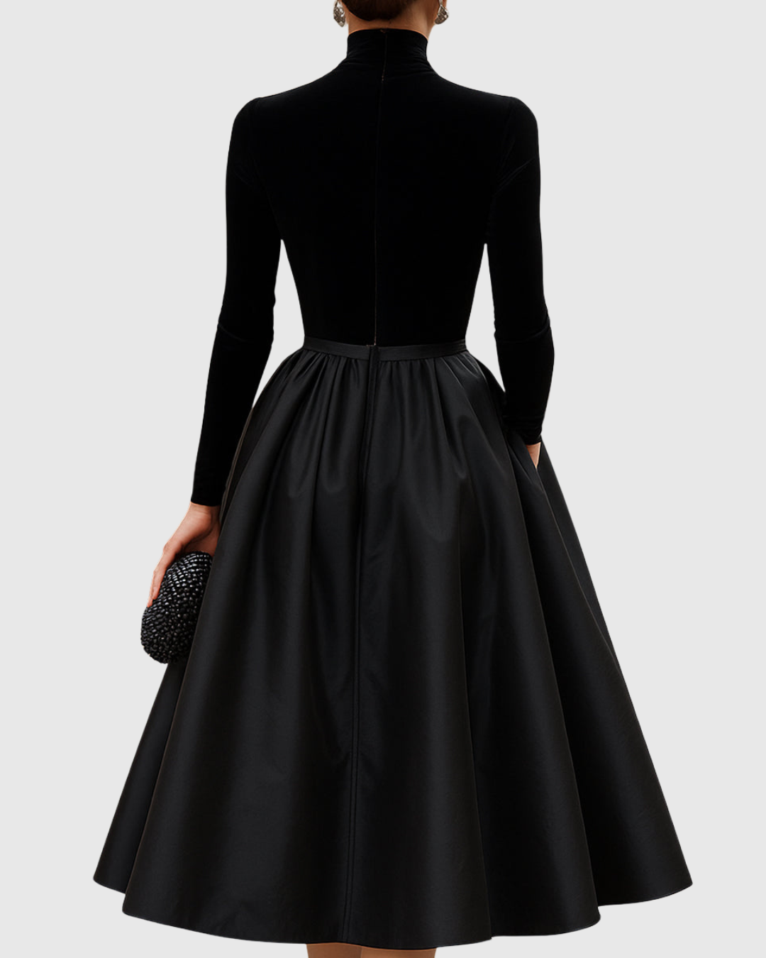 Felicity Hawthorne | Black Velvet Formal Dress With Satin Skirt