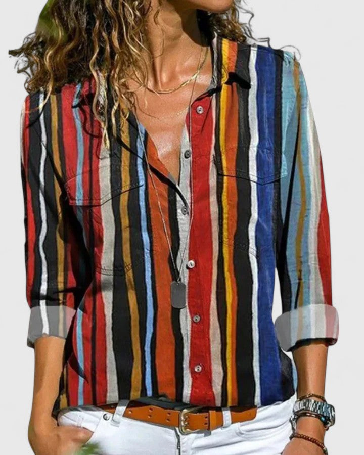 Cordelia Winstanley | Striped Cotton Blouse With Button Front