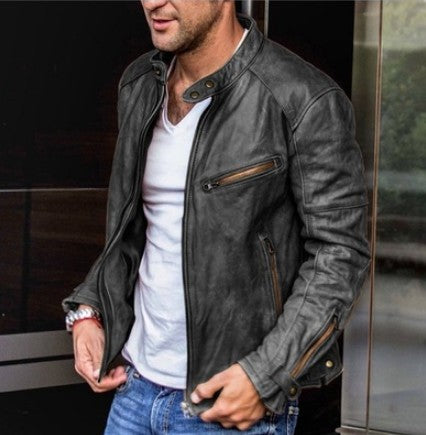 Graham Ellery | Stand Collar Leather Jacket for Men