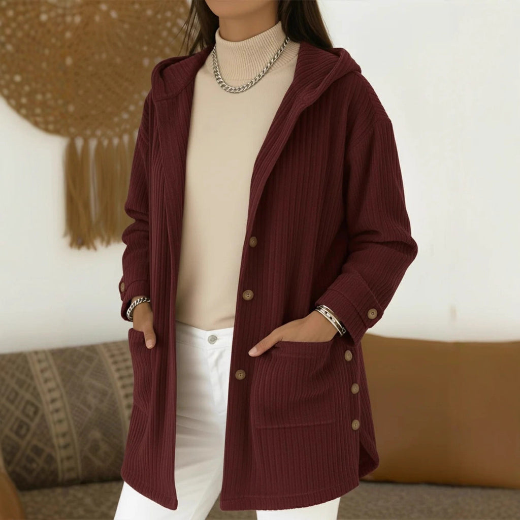 Verity Robinson | Corduroy Hooded Longline Jacket For Women