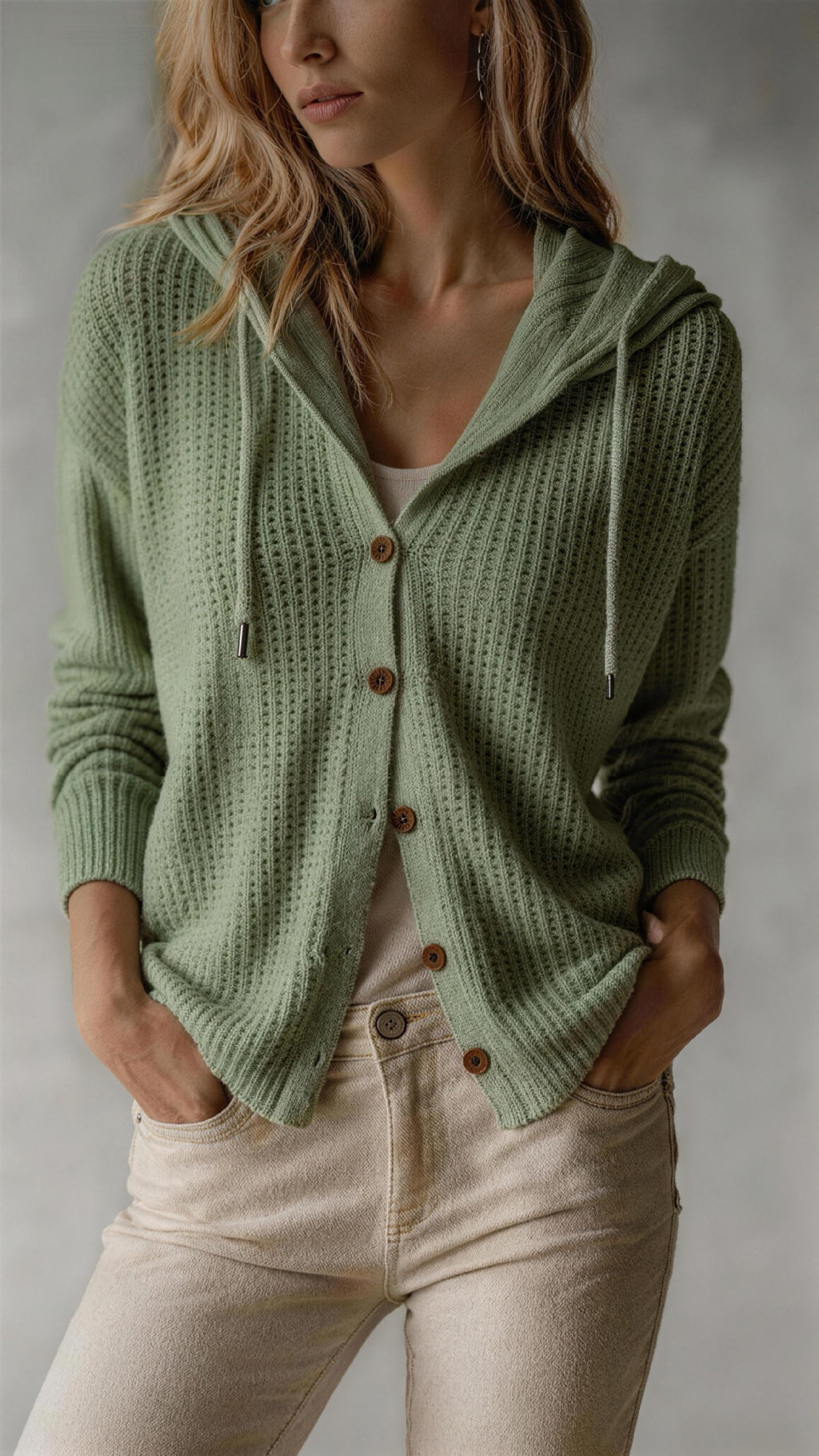 Marianne Fitzgerald | Hooded Waffle-Knit Cardigan For Women
