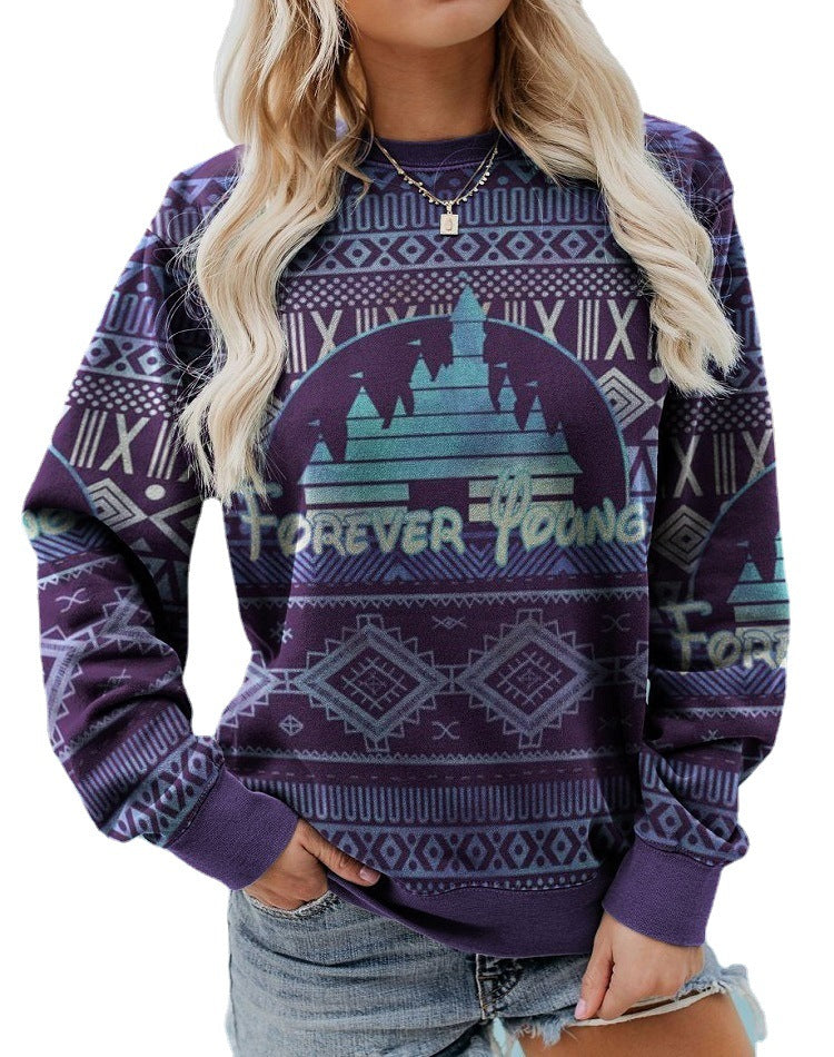 Emmeline Barclay | Aztec Bull Skull Print Crew Neck Sweatshirt