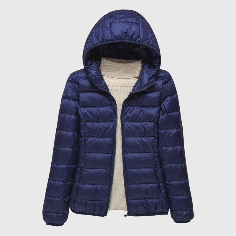 Lightweight Hooded Quilted Puffer Jacket with Front Zip
