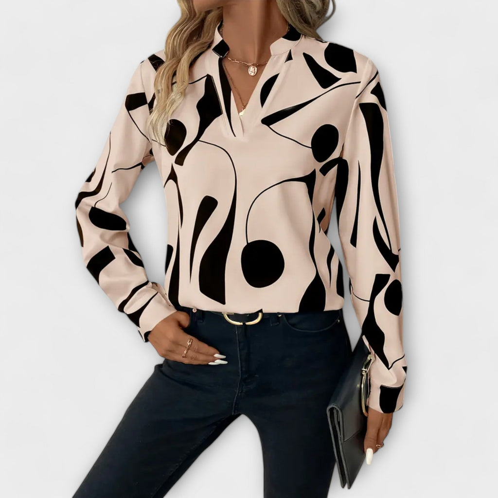 Eleanor Fenshaw | Abstract Print V-Neck Blouse