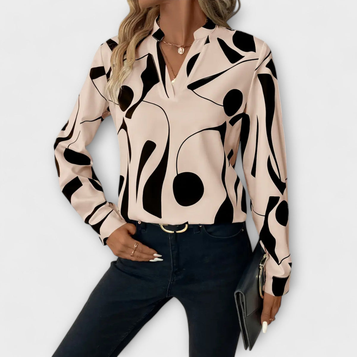 Eleanor Fenshaw | Abstract Print V-Neck Blouse