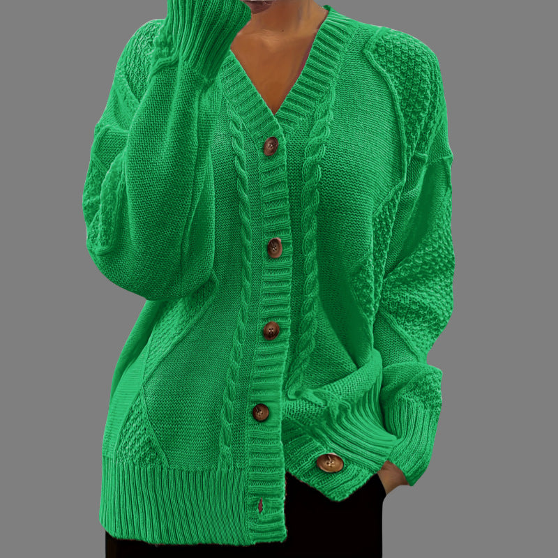 Poppy Griffiths | Pink Cable-Knit Button-Up Cardigan