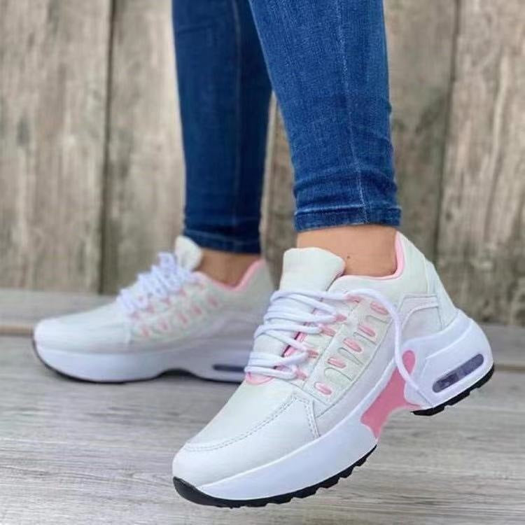 Georgina Pratt | Grey Mesh Lace-Up Wedge Sneakers