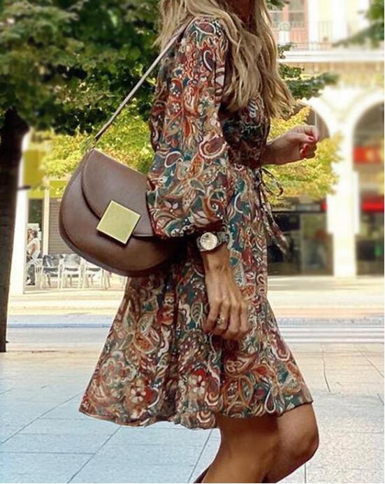 Rowena Colebrook | Paisley Print Bell Sleeve Wrap Dress
