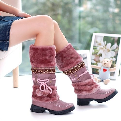 Penelope Hill | Pink Faux Fur Snow Boots