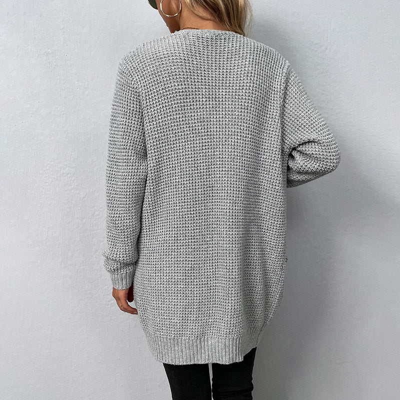 Rebecca Hartley | Grey Waffle-Knit Longline Cardigan