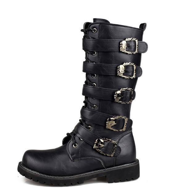 Callum Ridley | Buckle-Strap Leather Knee-High Boots for Men