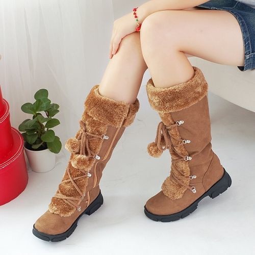 Fiona Pearce | Fur-Trim Mid-Calf Lace-Up Boots