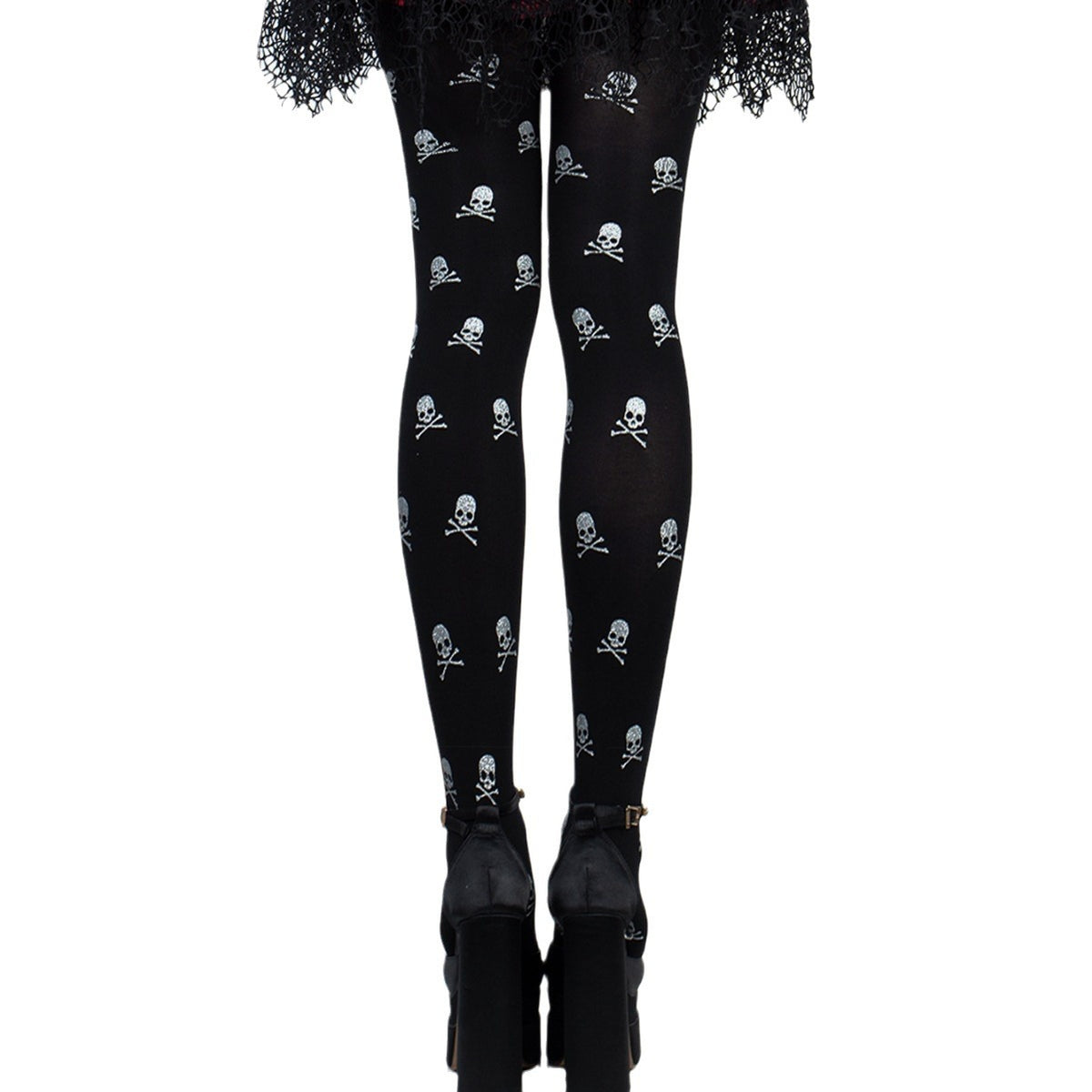 Eliza Marchbanks | Glitter Skull Print Halloween Tights