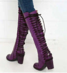 Isolde Chamberlain | Lace-Up Over-the-Knee Chunky Heel Boots