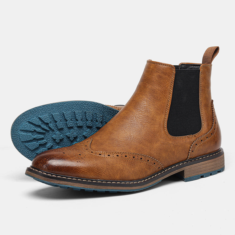 Callum Ferguson | Brown Leather Chelsea Boots With Brogue Detailing