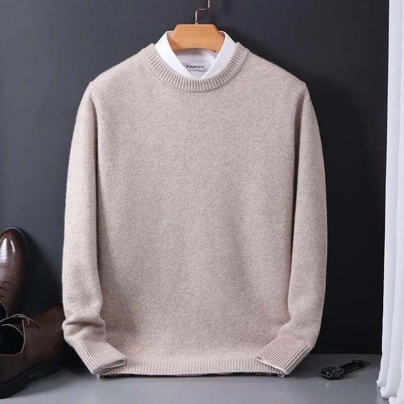 Theodore Evans | Cream Ribbed Knit Sweater for Men